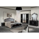 Dima DI Lucy Sibilla Lux hálószoba - fekete-ezüst, 160x200 cm ággyal, 4-ajtós szekrénnyel