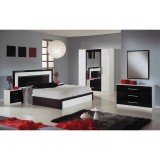 Dima DI Miami hálószoba - fehér-fekete, 160x200 cm ággyal, 4-ajtós szekrénnyel