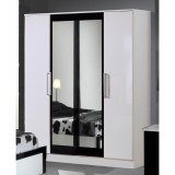 Dima DI Miami/Milano 4-ajtós gardróbszekrény, 2 tükrös ajtóval - fehér-fekete