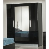 Dima DI Nada 6-ajtós gardróbszekrény, 2 tükrös ajtóval - fekete
