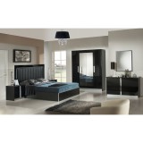 Dima DI Nada hálószoba - fekete, 180x200 cm ággyal, 6-ajtós szekrénnyel