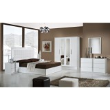 Dima DI Nour hálószoba - fehér, 180x200 cm ággyal, 4-ajtós szekrénnyel