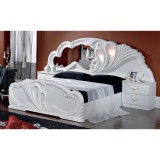 Dima DI Paola franciaágy keret 2 éjjeliszekrénnyel, 180x200 cm - fehér