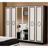 Dima DI Paris 6-ajtós gardróbszekrény, 2 tükrös ajtóval - fekete-fehér