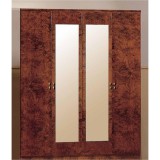 Dima DI Rosa 4-ajtós gardróbszekrény, 2 tükrös ajtóval - dió