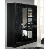 Dima DI Safa 4-ajtós gardróbszekrény, 2 tükrös ajtóval - fekete-ezüst