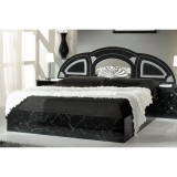 Dima DI Safa franciaágy keret 2 éjjeliszekrénnyel, 180x200 cm - fekete-ezüst