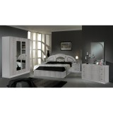Dima DI Safa hálószoba - fehér-ezüst, 160x200 cm ággyal, 4-ajtós szekrénnyel