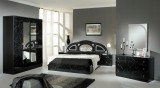 Dima DI Safa hálószoba - fekete-ezüst, 180x200 cm ággyal, 6-ajtós szekrénnyel