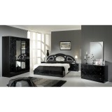 Dima DI Safa hálószoba - fekete-ezüst, 180x200 cm ággyal, 6-ajtós szekrénnyel