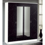 Dima DI Salma 4-ajtós gardróbszekrény, 2 tükrös ajtóval - fekete-ezüst