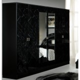 Dima DI Salma 6-ajtós gardróbszekrény, 2 tükrös ajtóval - fekete