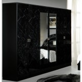 Dima DI Salma 6-ajtós gardróbszekrény, 2 tükrös ajtóval - fekete-ezüst