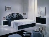 Dima DI Salma hálószoba - fekete-ezüst, 160x200 cm ággyal, 4-ajtós szekrénnyel
