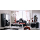 Dima DI Sara hálószoba - fekete-ezüst, 160x200 cm ággyal, 4-ajtós szekrénnyel