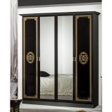 Dima DI Vera 4-ajtós gardróbszekrény, 2 tükrös ajtóval - fekete-arany