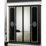 Dima DI Vera 4-ajtós gardróbszekrény, 2 tükrös ajtóval - fekete-ezüst
