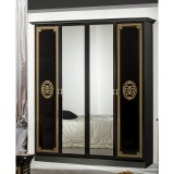 Dima DI Vera 6-ajtós gardróbszekrény, 2 tükrös ajtóval - fekete-arany