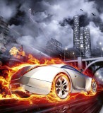Dimex CAR IN FLAMES fotótapéta, poszter, vlies alapanyag, 225x250 cm
