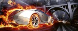 Dimex CAR IN FLAMES fotótapéta, poszter, vlies alapanyag, 375x150 cm