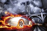 Dimex CAR IN FLAMES fotótapéta, poszter, vlies alapanyag, 375x250 cm