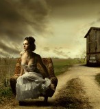 Dimex GIRL ON ARMCHAIR fotótapéta, poszter, vlies alapanyag, 225x250 cm