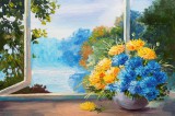 Dimex Vlies Fotótapéta - Bouquet of spring blue flowers - 375x250 cm