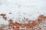 Dimex Vlies Fotótapéta - Red Brick Wall With Sprinkled White Plaster - 375x250 cm