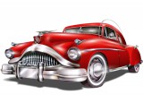 Dimex Vlies Fotótapéta - Retro Car in Red - 375x250 cm
