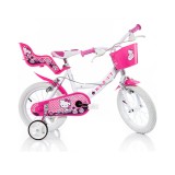 Dino Bikes Hello Kitty rózsaszín-fehér kerékpár 14-es méretben