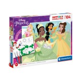 Disney Hercegnők Double 2 az 1-ben 104db-os színezhető kétoldalas puzzle - Clementoni