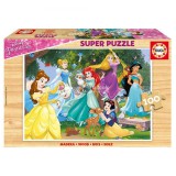 Disney hercegnők fa puzzle, 100 darabos