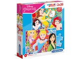 Disney Hercegnők Supercolor 2 az 1-ben puzzle 2x20db-os - Clementoni