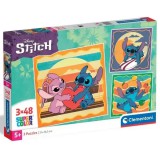 Disney Stitch és Angel 3x48db-os Supercolor puzzle - Clementoni