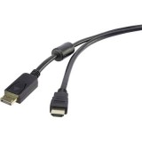 DisplayPort/HDMI kábel, 1x DisplayPort dugó - 1x HDMI dugó, 3 m, fekete, Renkforce (RF-3301446) - DisplayPort