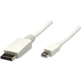 DisplayPort kábel [1x mini DisplayPort dugó - 1x DisplayPort dugó] 3 m fehér, Manhattan (324830-CG) - DisplayPort