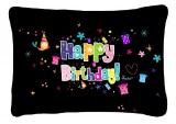 Díszpárna, Happy Birthday, fekete alapon