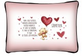 Díszpárna, nem vagy egyedül, maci szívekkel, szerelmes ajándék