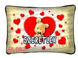 Díszpárna, szeretlek, varrott maci, szerelmes ajándék