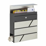 Dizájnos zárható rozsdamentes acél postaláda újságtartóval