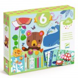 Djeco Design by Kreatív műhely 6 technika 1 dobozban Egér és barátai - The mouse and his friends