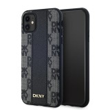 DKNY DKHMN61PCPVSLK Leather Checkered Mono Pattern MagSafe-kompatibilis tok iPhone 11 - fekete