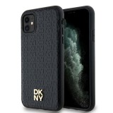 DKNY DKHMN61PSHRPSK Leather Monogram Pattern Metal Logo MagSafe-kompatibilis tok iPhone 11 - fekete