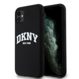 DKNY DKHMN61SNYACH Liquid Silicone White Printed Logo MagSafe-kompatibilis tok iPhone 11 - fekete