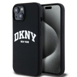 DKNY DKHMP14SSNYACH Liquid Silicone White Printed Logo MagSafe-kompatibilis tok iPhone 14 - fekete