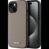 DKNY DKHMP15SPGHLME Grained Metal Logo Magsafe-Kompatibilis Tok iPhone 15 - Bézs (DKHMP15SPGHLME)