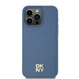 DKNY DKHMP15SPSHRPSB Leather Pattern Metal Logo MagSafe-kompatibilis tok iPhone 15 - kék