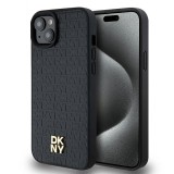 DKNY DKHMP15SPSHRPSK Leather Pattern Metal Logo MagSafe-kompatibilis tok iPhone 15 - fekete