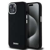DKNY DKHMP15SSMCHLK Liquid Silicone Small Metal Logo MagSafe-kompatibilis tok iPhone 15 - fekete