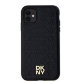 DKNY iPhone 11 MagSafe Ismétlődő mintás PU Bőr Telefon tok - Fekete (DKHMN61PSHRPSK)